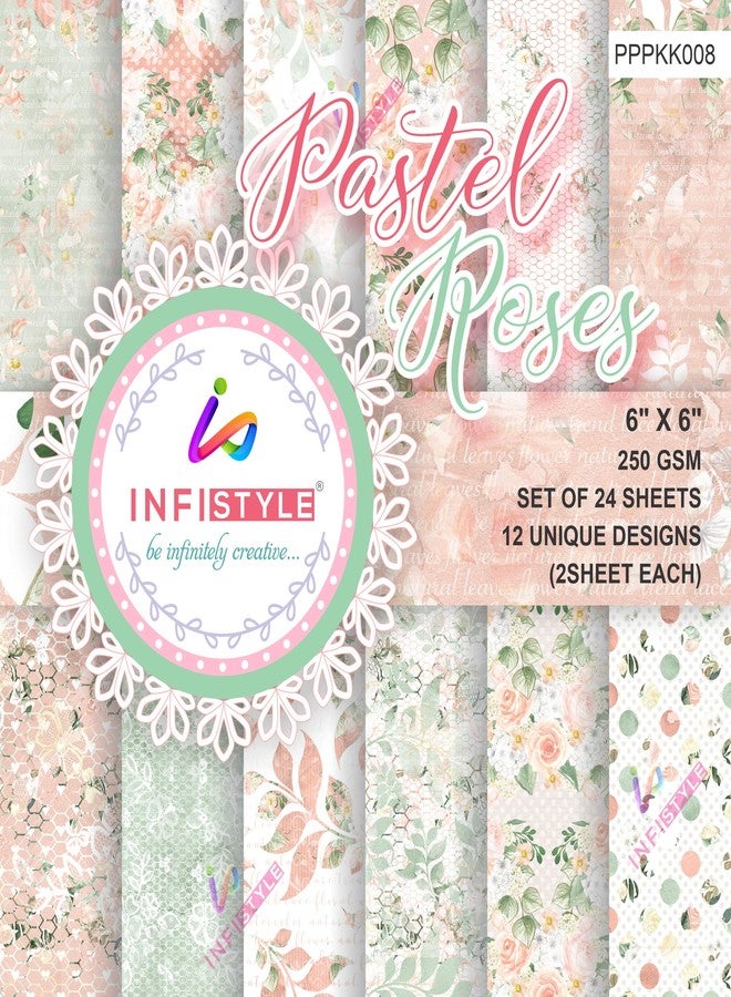 INFISTYLE ورق إنفيستايل بنمط الباستيل لأعمال الفنون والحرف اليدوية، أوراق قصاصات ذات ملمس فاتح اللون، ورق زخرفي لصنع بطاقات المعايدة (درجات فاتحة، 6×6) - Image 1